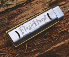 FlashHarp Harmonica USB on log